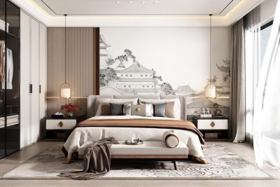 新中式卧室3D模型下载